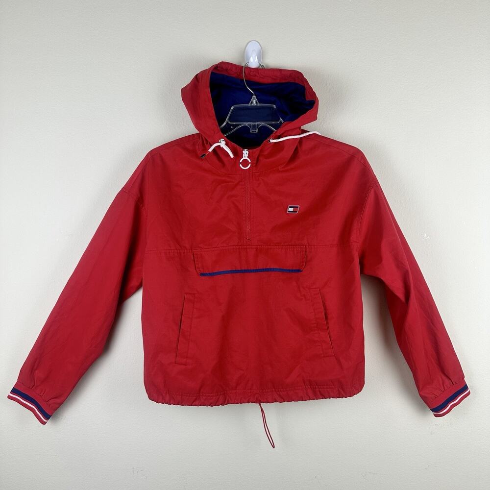 Women’s Tommy Hilfiger Popover Rain Jacket Red Size XL